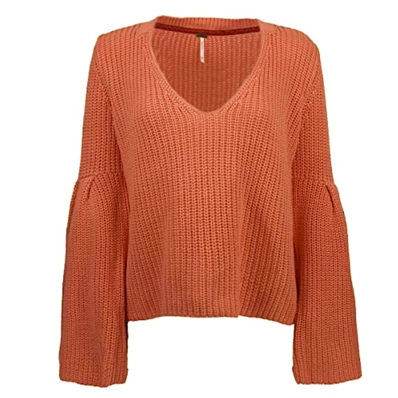 • Free People Damsel bell sleeved sweater orange brown xsmall - Picture 1 of 5